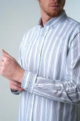 İntersivin Rahat Kalıp Çizgi Detaylı %100 Pamuk Erkek Gömlek thumbnail 6