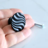 10 Adet Dalga Düğme Mat Siyah Kulp Mobilya Mutfak Dolabı Çekmece Dolap Kapak Kulpu Kulbu Kulb Metal - 6