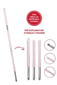 Saplı Oto Fırçası Seti, Araba Otomobil Yıkama Fırça Seti, 3 Parçalı Sap 115 cm ve Oto Fırça 20 cm Pembe thumbnail 3