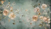 Soft Pembe Beyaz Çiçek Desenli Duvar Kağıdı - 7