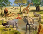 Safari Orman Hayvanat Bahçesi Çocuk Odası Duvar Kağıdı thumbnail 5