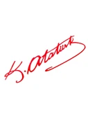 K.Atatürk İmzalı Oto Sticker Küçük Kırmızı 20x5cm - 1