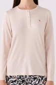 Arnetta 3113 Kadın Desenli Düğmeli Uzun Kollu Pijama Takımı - 4