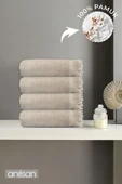 4'lü Bej Jelena El Havlusu - 50x90 Cm, 225 Gr, %100 Pamuk, Spa Ve Otel Havlusu, Günlük Kullanıma Uygun - 1