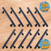 10 Adet Doruk Kulp Mobilya Mutfak Dolabı Çekmece Dolap Kapak Kulpu Kulbu Siyah 128 Mm-12.8 Cm Metal - 1