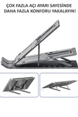 Aliminyum Ayarlı Laptop Macbook Notebook Uyumlu Stand Laptop Yükseltici Tablet Standı Gümüş - 5