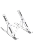 Aliminyum Ayarlı Laptop Macbook Notebook Uyumlu Stand Laptop Yükseltici Tablet Standı Gümüş - 4
