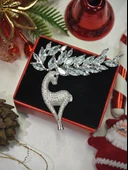 SilverPoint Geyik Figürlü Zirkon Taşlı Broş - 1