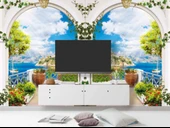 Balkon ve Deniz Manzaralı Duvar Kağıdı thumbnail 3