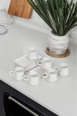 Akkoyunlu home Whitegold Kahve Fincan Takımı 6Kişilik El Yapımı Türk Kahvesi Fincanı Lüx Seramik90ml - 1