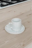 Akkoyunlu home Lilyum Türk Kahvesi Fincanı 6 Kişilik 12 Parça Lüx Kahve Fincanı Takımı Beyaz 90 ml - 3
