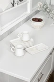 Akkoyunlu home Whitegold Kahve Fincan Takımı 6Kişilik El Yapımı Türk Kahvesi Fincanı Lüx Seramik90ml - 2