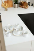 Akkoyunlu home 6 Kişilik Beyaz Türk Kahvesi Fincanı Takımı El Yapımı LÜX Seramik 90 ML - 1