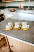 Akkoyunlu home 6 Kişilik Papatya Kahve Fincanı Takımı Bambu Tabaklı 70 Ml - 1