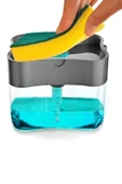 Akkoyunlu home Pompalı Sıvı Sabunluk Sıvı Deterjanlık Pompalı Sünger Hazneli Sıvı Sabun Dispenseri 385ml - 3