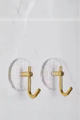 Akkoyunlu home Modern Askı Şeffaf Akrilik Bakır Duvar Montaj Kancası ve Askı Gold Askı - 6