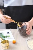 Sezka Life Altın Kaplama Paslanmaz Çelik Ölçü Kaşıkları, Akasya Ağacı Kulplu, Ölçü Kaşığı 4 Parç - 2
