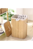 Akkoyunlu home Hasır Çamaşır Sepeti Kare Kirli Çamaşır Sepeti İpli Naturel Doğal Hasır - 1