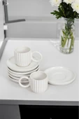 Akkoyunlu home Beyaz 6 Kişilik Kahve Fincan Takımı Türk Kahvesi Fincanı 90 ml - 2