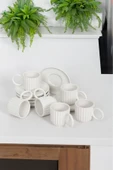 Akkoyunlu home Beyaz 6 Kişilik Kahve Fincan Takımı Türk Kahvesi Fincanı 90 ml - 1