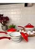 Akkoyunlu home Rafadan Yumurta Pişirme Haşlama Tenceresi Ve Sos Tenceresi Emaye Tava 12 CM - 4