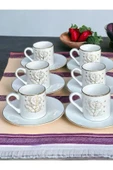 Akkoyunlu home Kahve Fincanı Takımı 6 Kişilik Porselen Türk Kahvesi Fincanı (AĞAÇ DESEN) - 2