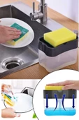 Akkoyunlu home Pompalı Sıvı Sabunluk Sıvı Deterjanlık Pompalı Sünger Hazneli Sıvı Sabun Dispenseri 385ml - 1