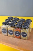 Sezka Life 12 Adet Metal Kapaklı Kavanoz Baharatlık Ve 24 Adet Baharat Etiket Seti -160ml - 1