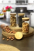 Sezka Life 300ml 4 Adet Bambu Vakum Kapaklı Cam Kavanoz Seti - 6 X 12cm - 1