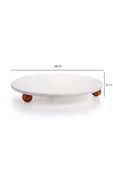 Akkoyunlu home Desenli Mermer Ahşap Ayaklı Yuvarlak  Sunumluk Pasta Servis Sunumluğu Tepsisi 28 cm - 1