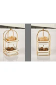 Akkoyunlu home 2 Katlı Kare Gold Seramik Sunumluk,Lokumluk ve Şekerlik - 2