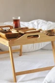 Akkoyunlu home Katlanır Ayaklı Bambu Yatak Keyif Tepsisi Ayaklı Tepsi - 3