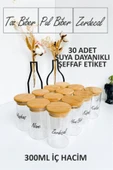 Sezka Life 12 Adet Bambu Kapaklı Borosilikat Baharatlık Kavanoz 30 Adet Suya Dayanıklı Şeffaf Etiket-6x12-300ml - 2