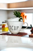 Akkoyunlu home Kulplu  Seramik Ölçü Kabı 250 ml ve 500 ml 2'Li  Ölçüm Kabı - 6