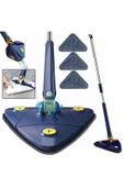 TeknoClass Kendinden Sıkmalı Üçgen Mop 2 Mikrofiber Bezli Cam Duvar Yer Parke Silebilen Mop - 1