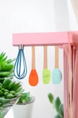 Akkoyunlu home 4'lü Bambu Saplı Slikon Spatula Seti,Spatula,Kaşık,Sıyırıcı,Çırpıcı Spatula Seti Mini - 3