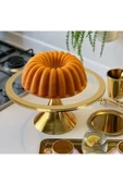 Akkoyunlu home Mermer Pasta Standı Mermer Kek Standı Mermer Pastalık Gold Ayaklı Kek Ve Pasta Standı 30cm - 1