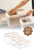Akkoyunlu home 3lü Set Multibox Maxi Saklama Kabı Kaydırak Kapaklı 1x(5 Litre, 7,5 Litre, 10 Litre) Krem - 1