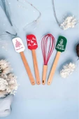 Akkoyunlu home 4'lü Bambu Saplı Slikon Spatula Seti,Spatula,Kaşık,Sıyırıcı,Çırpıcı Spatula Seti Mini - 5