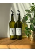 Akkoyunlu home Yağ Yeşili 2'li Cam Zeytinyağı Ayçiçek Yağı Şişesi 750 ml Yağdanlık - 1