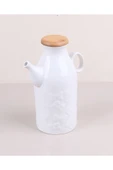 Akkoyunlu home Ahşap Kapaklı Seramik Papatya Yağdanlık 600 Ml Tekli - 1
