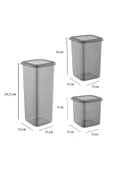 Akkoyunlu home 12'li Set Etiketli, Kırılmaz Kare Erzak Saklama Kabı Antrasit 4X 1,75 Lt/1,2 Lt/0,55 Lt - 2