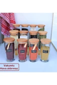 Akkoyunlu home Ahşap Kapaklı Vakumlu 12 Li Cam Baharatlık - 1