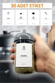 Sezka Life 12 Adet Kapağı Kendinden Kaşıklı Cam Baharatlık Seti Ve 30 Adet Ikonlu Etiket Seti -300ml - 2