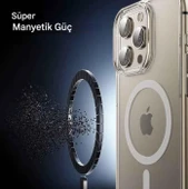 IPhone 16 Pro Uyumlu Magsafe Köşe ve Kamera Korumalı Lüks Şeffaf Silikon thumbnail 5