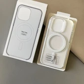 IPhone 14 Pro Max Uyumlu Magsafe Köşe ve Kamera Korumalı Lüks Şeffaf Silikon - 6