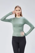 Basic Bisiklet Yaka Uzun Kollu Slim Fit Kadın Body T-shirt - 3