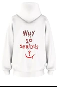 Oversize 'Why So Serıous' Baskılı Kapşonlu Hoodie Sweatshirt - 1