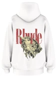 Oversize 'Rhude' Baskılı Kapşonlu Hoodie Sweatshirt - 1