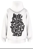 Oversize 'Make Day' Baskılı Kapşonlu Hoodie Sweatshirt - 1